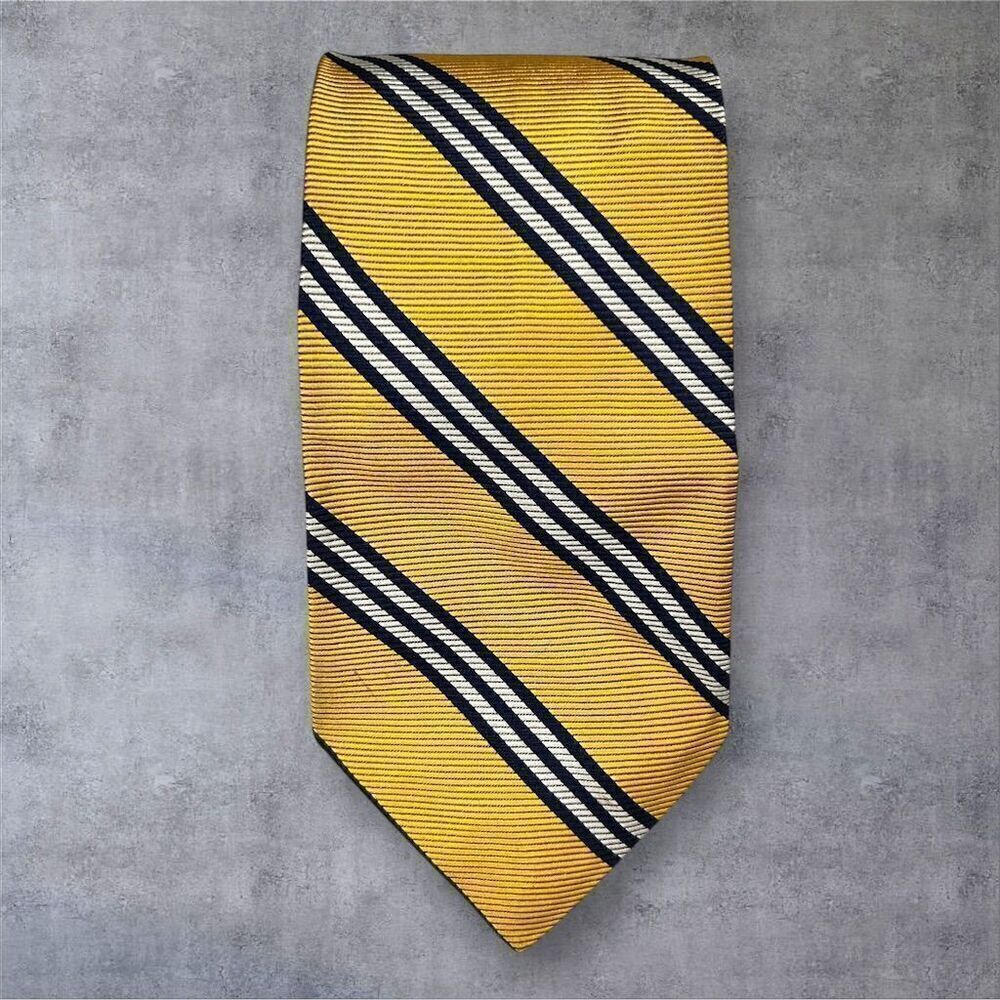 Brooks Brothers Men's Gold Striped Silk Necktie Classic‎ Width